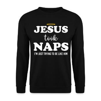 Jésus faisait des siestes, soyez comme Jésus - Sweat-shirt Unisexe - noir - Devant - Alina (178cm) & Michal (187cm)