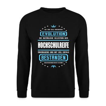 Hochschulreife mit Erfolg bestanden - Unisex Pullover - Schwarz - Vorne - Alina (178cm) & Michal (187cm)