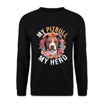 Pitbull Pittie - Mon Pitbull Mon Chien Héros - Sweat-shirt Unisexe - noir - Devant - Alina (178cm) & Michal (187cm)
