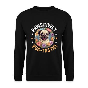 Pug Dog Breed Pet - Pawsitively Pug-tastic! - Sweat-shirt Unisexe - noir - Devant - Alina (178cm) & Michal (187cm)