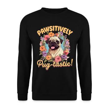 Pug Dog Breed Pet - Pawsitively Pug-tastic! - Sweat-shirt Unisexe - noir - Devant - Alina (178cm) & Michal (187cm)