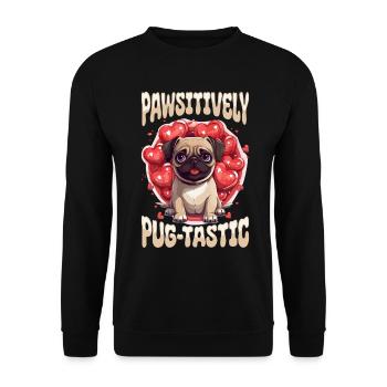 Pug Dog Breed Pet - Pawsitively Pug-tastic - Sweat-shirt Unisexe - noir - Devant - Alina (178cm) & Michal (187cm)