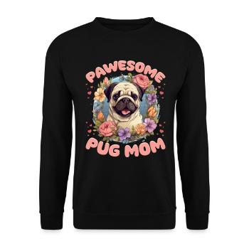Pug Dog Breed Pet - Pawsome Pug Mom - Unisex Sweatshirt - black - Front - Alina (178cm) & Michal (187cm)