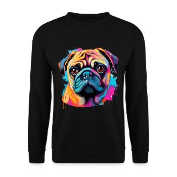 Pop Art Colorful Pug Dog Breed Pet - graphic - Unisex Sweatshirt - black - Front - Alina (178cm) & Michal (187cm)