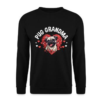 Carlin Dog Race Pet - Pug Grandma - Sweat-shirt Unisexe - noir - Devant - Alina (178cm) & Michal (187cm)