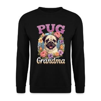 Carlin Dog Race Pet - Pug Grandma - Sweat-shirt Unisexe - noir - Devant - Alina (178cm) & Michal (187cm)