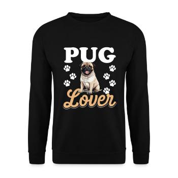 Pug Dog Breed Pet - Pug lover - Unisex Pullover - Schwarz - Vorne - Alina (178cm) & Michal (187cm)