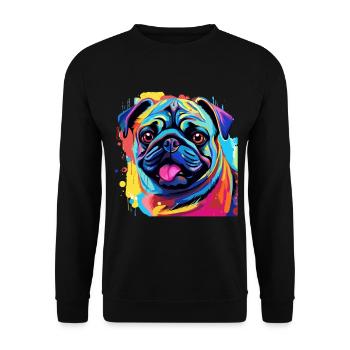 Pop Art Colorful Pug Dog Breed Pet - graphic - Unisex Sweatshirt - black - Front - Alina (178cm) & Michal (187cm)