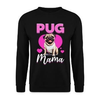 Pug Dog Breed Pet - Pug Mama - Unisex Pullover - Schwarz - Vorne - Alina (178cm) & Michal (187cm)