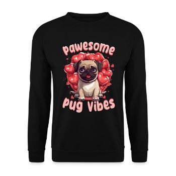 Pug Dog Breed Pet - Pawsome Pug Vibes - Unisex Sweatshirt - black - Front - Alina (178cm) & Michal (187cm)