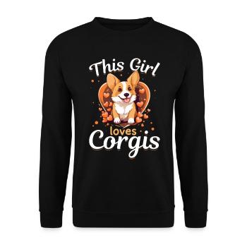 Welsh Corgi Pembroke Dog Breed Pet - Unisex Sweatshirt - black - Front - Alina (178cm) & Michal (187cm)