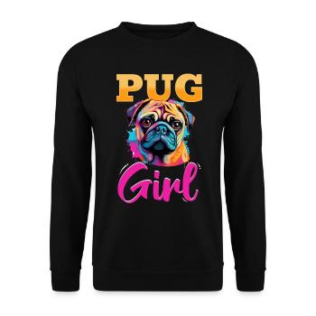 Pug Dog Breed Pet - Pug Girl - Sweat-shirt Unisexe - noir - Devant - Alina (178cm) & Michal (187cm)