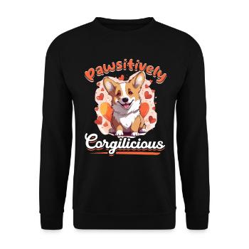 Welsh Corgi Pembroke Dog Breed Pet - Unisex Sweatshirt - black - Front - Alina (178cm) & Michal (187cm)