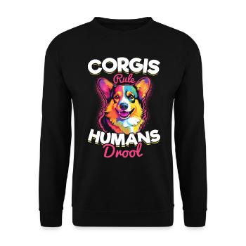 Welsh Corgi Pembroke Dog Breed Pet Corgis - Sweat-shirt Unisexe - noir - Devant - Alina (178cm) & Michal (187cm)