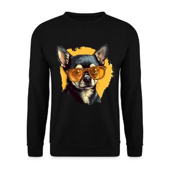 Chihuahua Chiwawa Dog Breed Pet with Sunglasses - Unisex Pullover - Schwarz - Vorne - Alina (178cm) & Michal (187cm)