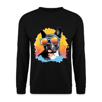 Boston Terrier Bostie Dog Breed Pet avec lunettes de soleil - Sweat-shirt Unisexe - noir - Devant - Alina (178cm) & Michal (187cm)