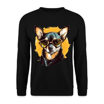 Chihuahua Chiwawa Dog Breed Pet with Sunglasses - Unisex Pullover - Schwarz - Vorne - Alina (178cm) & Michal (187cm)
