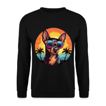 Chihuahua Chiwawa Dog Breed Pet with Sunglasses - Unisex Pullover - Schwarz - Vorne - Alina (178cm) & Michal (187cm)