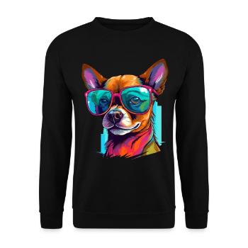 Chihuahua Chiwawa Dog Breed Pet with Sunglasses - Unisex Pullover - Schwarz - Vorne - Alina (178cm) & Michal (187cm)