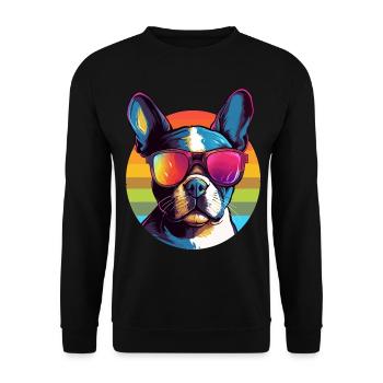 Boston Terrier Bostie Dog Breed Pet with Sunglasse - Unisex Sweatshirt - black - Front - Alina (178cm) & Michal (187cm)