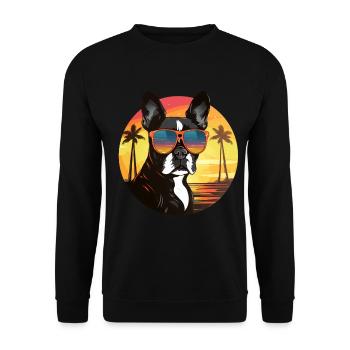 Boston Terrier Bostie Dog Breed Pet with Sunglasse - Unisex Sweatshirt - black - Front - Alina (178cm) & Michal (187cm)