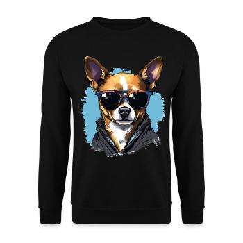 Chihuahua Chiwawa Dog Breed Pet with Sunglasses - Unisex Pullover - Schwarz - Vorne - Alina (178cm) & Michal (187cm)