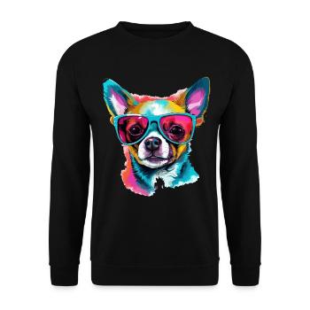 Chihuahua Chiwawa Dog Breed Pet with Sunglasses - Unisex Sweatshirt - black - Front - Alina (178cm) & Michal (187cm)