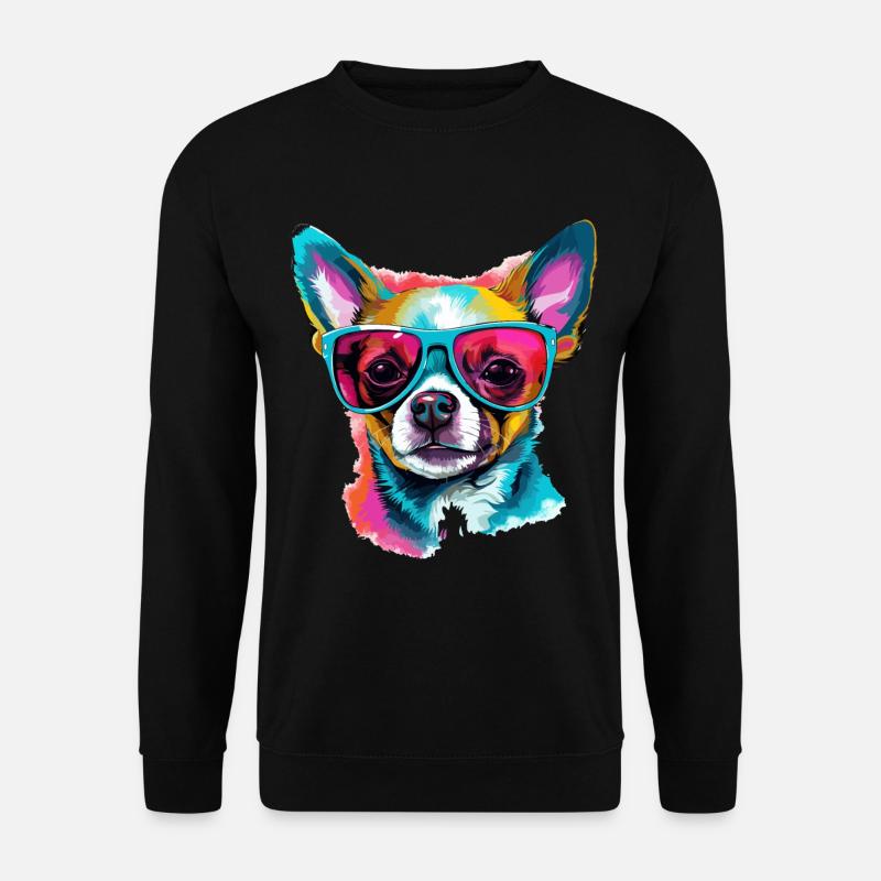 Chihuahua Chiwawa Dog Breed Pet with Sunglasses - Unisex Pullover - Schwarz