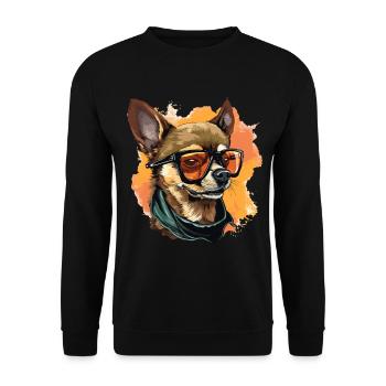 Chihuahua Chiwawa Dog Breed Pet with Sunglasses - Unisex Pullover - Schwarz - Vorne - Alina (178cm) & Michal (187cm)