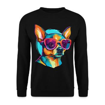 Chihuahua Chiwawa Dog Breed Pet with Sunglasses - Unisex Pullover - Schwarz - Vorne - Alina (178cm) & Michal (187cm)