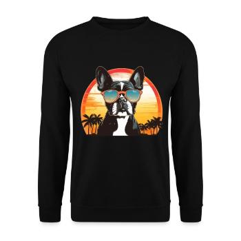 Boston Terrier Bostie Dog Breed Pet avec lunettes de soleil - Sweat-shirt Unisexe - noir - Devant - Alina (178cm) & Michal (187cm)