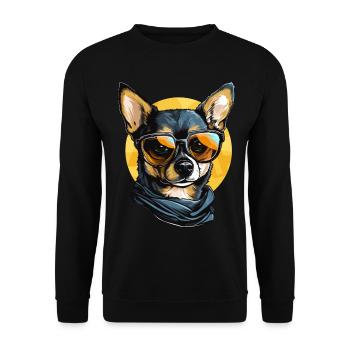 Chihuahua Chiwawa Dog Breed Pet with Sunglasses - Unisex Sweatshirt - black - Front - Alina (178cm) & Michal (187cm)