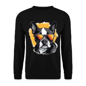 Boston Terrier Bostie Dog Breed Pet with Sunglasse - Unisex Sweatshirt - black - Front - Alina (178cm) & Michal (187cm)