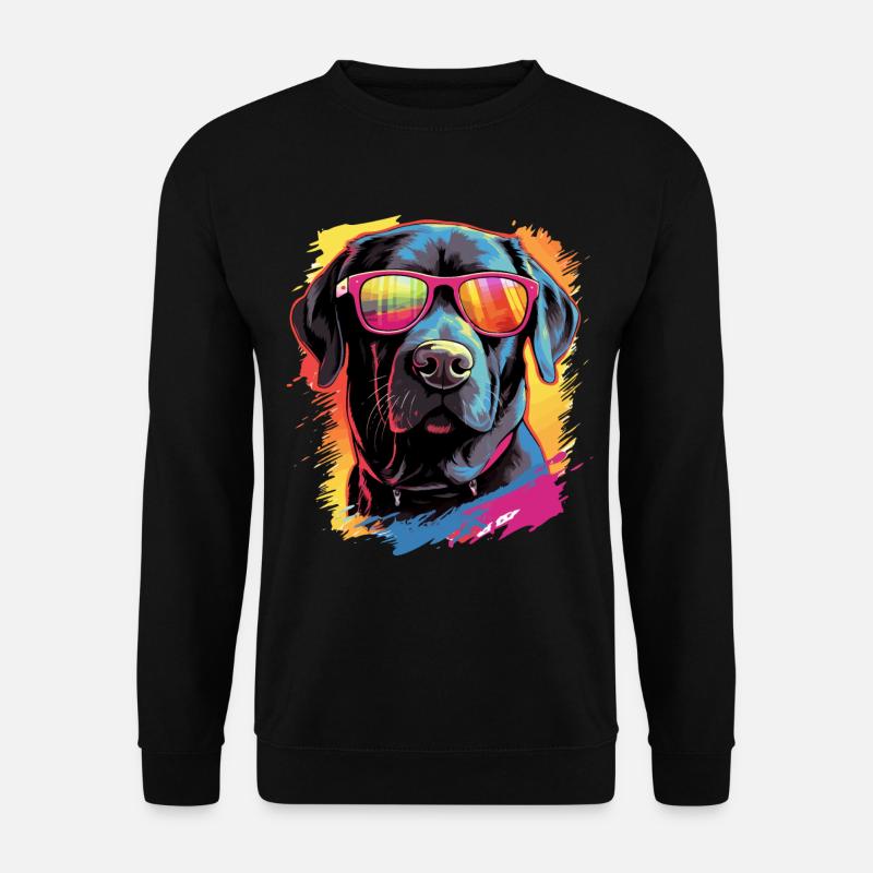 Labrador Retriever Lab Dog Breed Pet with Sunglass - Unisex Pullover - Schwarz