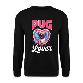 Pug Dog Breed Pet - Pug lover - Unisex Pullover - Schwarz - Vorne - Alina (178cm) & Michal (187cm)