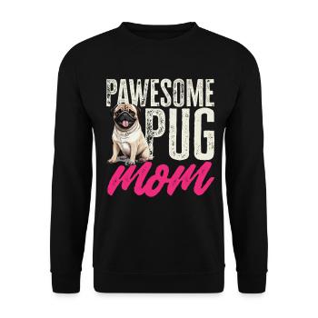 Pug Dog Breed Pet - Pawsome Pug Mom - Unisex Sweatshirt - black - Front - Alina (178cm) & Michal (187cm)