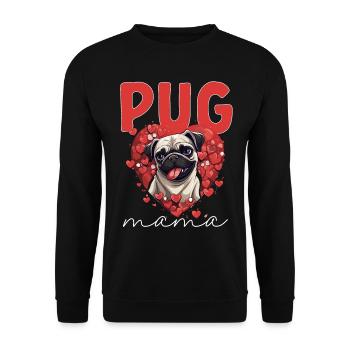 Carlin Chien Race Pet - Pug Mama - Sweat-shirt Unisexe - noir - Devant - Alina (178cm) & Michal (187cm)