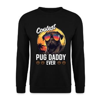 Pug Dog Breed Pet - Coolest Pug Dad Ever - Unisex Sweatshirt - black - Front - Alina (178cm) & Michal (187cm)