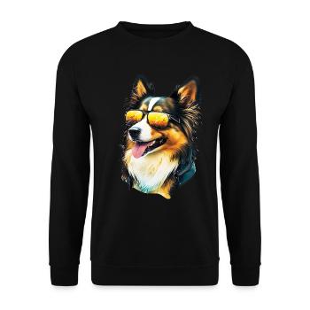Chien de berger Shetland avec lunettes de soleil - Sweat-shirt Unisexe - noir - Devant - Alina (178cm) & Michal (187cm)