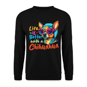 Chiwawa Dog Breed Pet - Life Is Better - Unisex Sweatshirt - black - Front - Alina (178cm) & Michal (187cm)