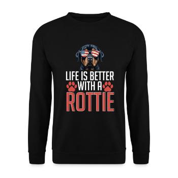 Rottweiler Rottie Dog Race Pet - Sweat-shirt Unisexe - noir - Devant - Alina (178cm) & Michal (187cm)