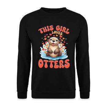 Otter Animal Kids & Adult - This Girl loves Otters - Unisex Sweatshirt - black - Front - Alina (178cm) & Michal (187cm)