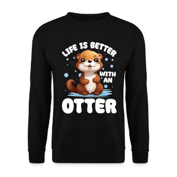 Otter Animal Kids & Adult - Unisex Sweatshirt - black - Front - Alina (178cm) & Michal (187cm)