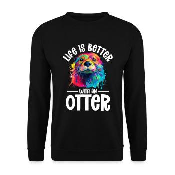 Otter Animal Kids & Adult - Unisex Sweatshirt - black - Front - Alina (178cm) & Michal (187cm)