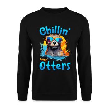 Otter Animal Kids & Adult - Chillin' with Otters - Unisex Sweatshirt - black - Front - Alina (178cm) & Michal (187cm)