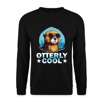 Otter Animal Kids & Adult - Otterly Cool - Unisex Pullover - Schwarz - Vorne - Alina (178cm) & Michal (187cm)