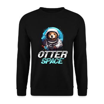 Otter Animal Kids & Adult - Otter Space - Unisex Pullover - Schwarz - Vorne - Alina (178cm) & Michal (187cm)