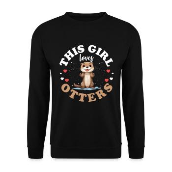 Otter Animal Kids & Adult - This Girl loves Otters - Unisex Sweatshirt - black - Front - Alina (178cm) & Michal (187cm)