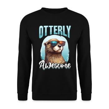 Otter Animal Kids & Adult - Otterly Awesome - Unisex Pullover - Schwarz - Vorne - Alina (178cm) & Michal (187cm)