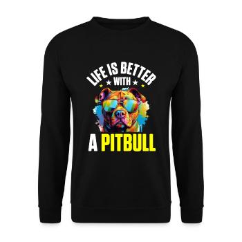 La vie d’animal de compagnie de race de chien Pittie est meilleure avec un pitbull - Sweat-shirt Unisexe - noir - Devant - Alina (178cm) & Michal (187cm)